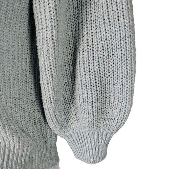 J.O.A. Sweater Size S Short Balloon Sleeve Button Up Crop Sea Green Twee Cottage - Picture 4 of 7